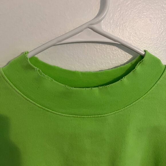 Cotton Citizen Sweatshirt Womens Small Neon Green Distressed Oversized Crop USA - Picture 3 of 9